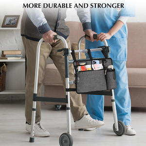 Walker Storage Bag Multi Pocket Oxford Cloth Hanging Organizer For <b>Rollator</b> And Wheelchair Blue Grey - Product Image 4