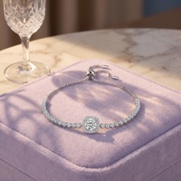 Bracelet de charme carré perlé en argent sterling 925 avec moissanite, pour femme, bijoux de luxe pour usage quotidien, cadeau personnalisé, 5g