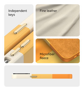 <span class=keywords><strong>Coque</strong></span> de téléphone en cuir PU à coutures tricolores, couverture arrière antichoc pour téléphone 14/14 Plus/14 Pro/14 Pro Max - Product Image 6