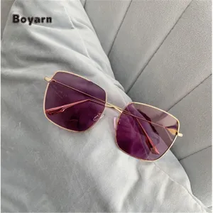 Boyarn, venta al por mayor, diseñador Vintage, lentes negras clásicas, gafas de sol cuadradas para hombre y mujer de los años 80, montura de gafas metálicas para hombre