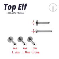 Tige de boucle d'oreille non filetée en titane G23 ASTM F136 de vente en gros chaude pour clous d'oreille goujons de nez accessoires de goujons à lèvres