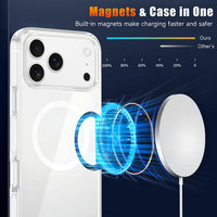 Coque arrière transparente pour 17/Air/Pro Max, chargement magnétique sans fil, TPU+PC, étanche, antichoc, étui de téléphone