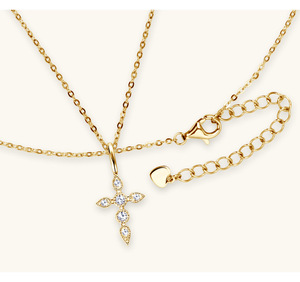 เครื่องประดับที่มีคุณภาพสูงสี D สร้อยคอจี้ไขว้ VVS1Moissanite สร้อยคอโซ่เงินแท้925สำหรับผู้หญิง - Product Image 5