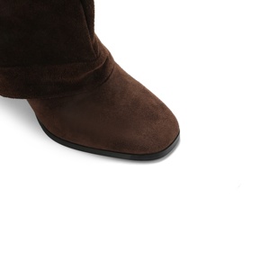 Bottes mi-<span class=keywords><strong>mollet</strong></span> <span class=keywords><strong>pour</strong></span> femmes, style western, à tige plissée, à talons hauts et fins, à bout carré, <span class=keywords><strong>pour</strong></span> toutes les saisons - Product Image 5