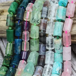 BD-S330 Delapan Gaya Unik Bentuk Tong Batu Permata Alami Longgar Untai Menarik Rose Quartz /Amazonite/Agate Longgar Manik Untai