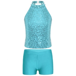 Ensemble de danse pour filles de 6 à 16 ans, fabricant de costumes de danse, vente en gros de hauts et shorts pour la gymnastique, compétition, spectacle sur scène - Product Image 2