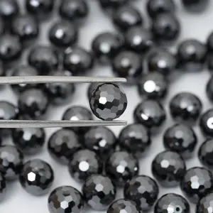 新品顶级品质刻面圆形合成vvs松散黑色碳硅石珠