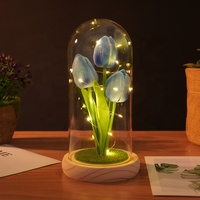 Regalos para el Día de la Madre, Flores Artificiales Eternas, Tulipán Preservado para Siempre en Cúpula de Cristal, Regalos para el Día de San Valentín 2026