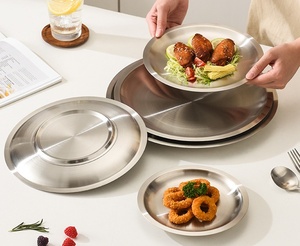 2025 Hàn Quốc Phong Cách Thép Không Gỉ Tấm Cạnh Thẳng Hàn Cơ Sở Dày Thiết Kế Lẩu Thịt Bò Bữa Ăn Tối Kim Loại Bền Bộ Đồ Ăn - Product Image 5