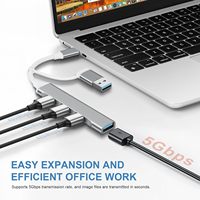 Hub 2 en 1 Usb a tipo C convertidor con 4 puertos USB Hub adaptador Usb3.0 transmisión de datos de alta velocidad para extensor Usb de computadora