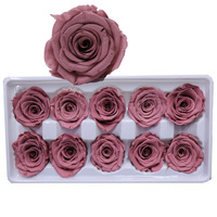 Têtes de roses fraîches préservées de 4 cm, très demandées, fleurs véritables sans additifs, couleur personnalisable pour l'artisanat DIY et les décorations de Noël