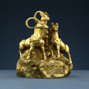 Three Sheep Bring Prosperity Copper Ornament Feng Shui <b>Desk</b> Decor Office Gift - Product Image 2