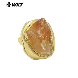 بسعر الجملة مطرقة طبيعية خام جديدة السترين الأصفر والجمشت خاتم نسائي بالطاقة الحجرية الكبيرة - Product Image 4