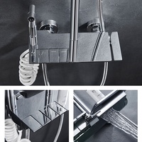 Chaud froid salle de bain laiton argent Chrome panneau de douche mural multifonctionnel pluie Jet pulvérisation pluie pommeau de douche ensemble
