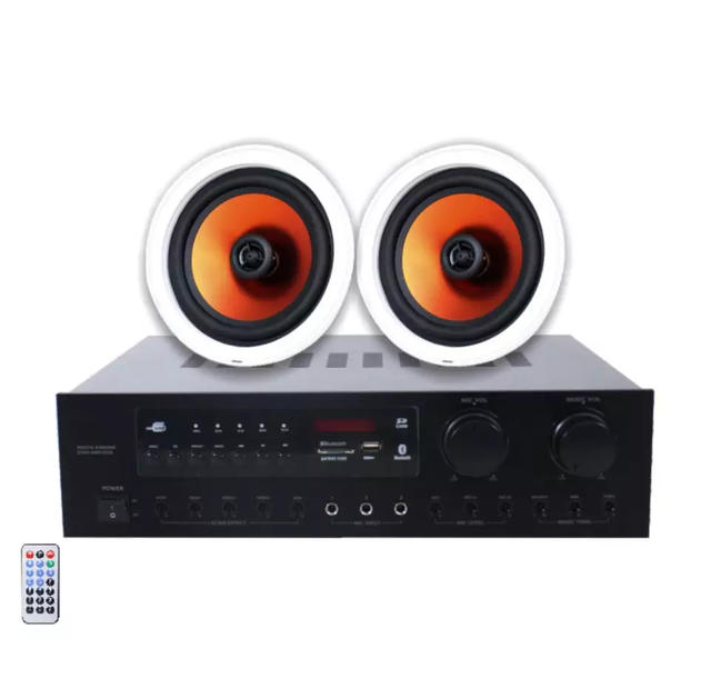 2 Channels Home Stereo Sound System Digital Audio Amplifier with 6 Inch Rimless Ceiling Speaker