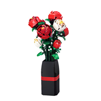 Ensemble de blocs de construction créatifs DIY pour bouquet de fleurs, roses, tulipes, tournesols, fleurs en briques, jouet décoratif coloré pour la maison et le bureau JJ9010-9163