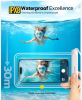 Ultra-sensible Touch 7.2 pouces IPX8 clair TPU flottant étanche portefeuille étui de téléphone avec protection de couche