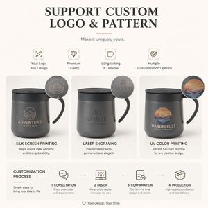 Tasse à café isotherme à double paroi en acier inoxydable de 12 oz avec poignée, cadeau d'entreprise promotionnel avec logo personnalisé - Product Image 4