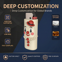 Étui à briquet rectangulaire en céramique fait main entièrement personnalisé, figurine de clown, artisanat OEM, porcelaine décorative émaillée pour accessoires