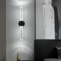 Applique murale LED double tête 14W moderne avec bulles de cristal, éclairage mural haut et bas pour chambre à coucher, salon, couloir, éclairage d'ambiance