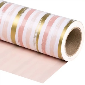Papier cadeau personnalisé rose doré à rayures, papier d'art 100 g/m² couché simple face, recyclable, écologique, impression numérique - Product Image 4