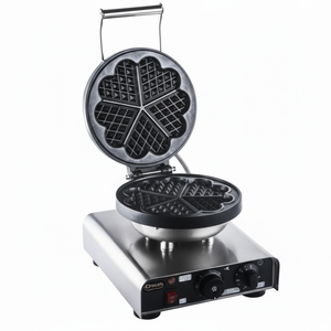 Gaufrier industriel commercial Kitchbox en acier inoxydable antiadhésif à motif floral 1.750W - Product Image 1