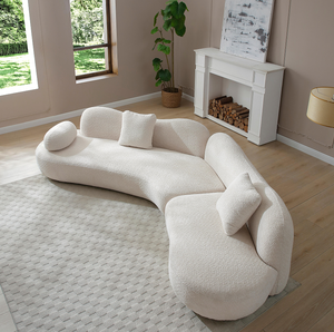 Canapé modulaire incurvé moderne, canapé Boucle 5 places pour salon, chambre à coucher, couleur blanche - Product Image 5