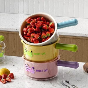 Sweet Cat Double Layer Plastic Colander Set With Drain <b>Basket</b> For Kitchen Fruit Vegetable Washing And <b>Storage</b> - Product Image 1