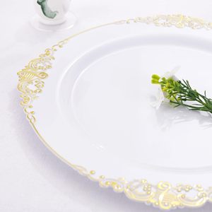 Assiettes jetables en plastique PS robustes, estampées à chaud or/argent, résistantes au lave-vaisselle, pour la restauration et l'hôtellerie - Product Image 2