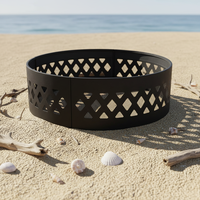 Anneau de foyer en acier de 36 pouces avec motif en treillis diamanté, insert de foyer avec support en maille pour les foyers de camping, de patio et de jardin