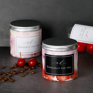 Plastic jar manufacturer wholesale 50g 400ml 500ml 600ml plastic cake jar custom 4oz 8oz clear plastic cake jars with lids