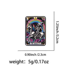 Broche émaillée Tarot Squelette « Audace », épingles de revers, badges pour sacs à dos, accessoires vestimentaires, bijoux punk, cadeaux - Product Image 2