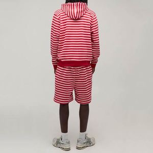 Sweat à capuche zippé surdimensionné pour homme, à rayures, avec cordon de serrage et poche kangourou, style rétro décontracté - Product Image 2