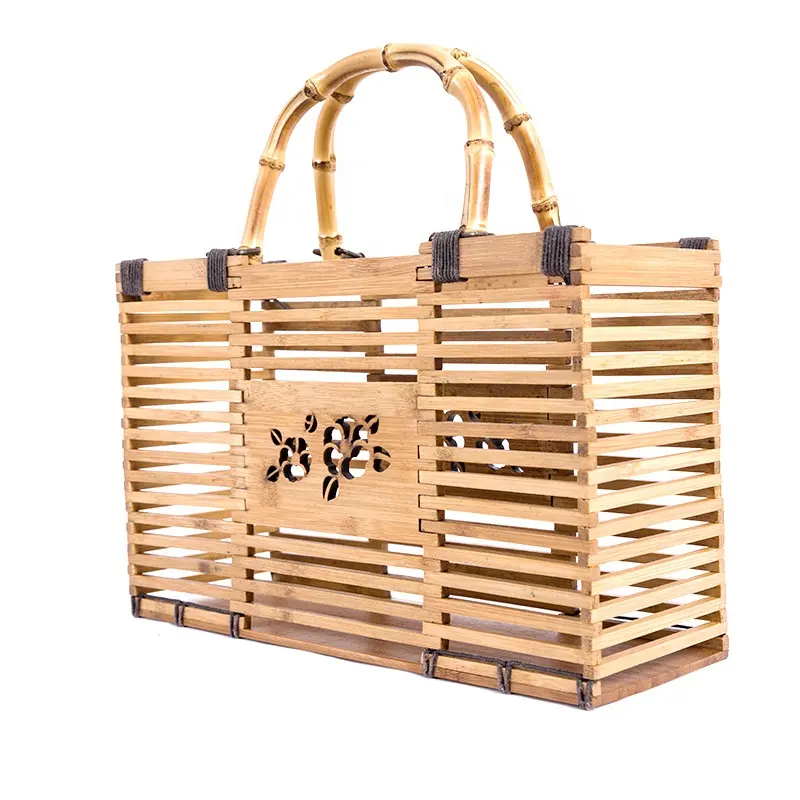 사각형 대나무 핸드백 일본과 한국 스타일 대나무 가방 바구니 컬렉션 바구니 패션