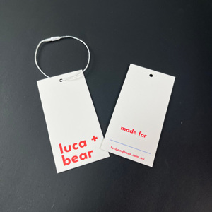 Cheap Wholesale Custom Printed White Clothing Tags with <b>Red</b> Logo - Matte <b>Paper</b> Hang Tagsfor Luggage Bags Clothes - Product Image 4