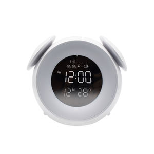 Reloj Despertador LED con Luz Ambiental para Niños, Entrenador de Sueño, Espejo Inalámbrico con Simulación de Atardecer, Doble Alarma <span class=keywords><strong>y</strong></span> Función de Repetición - Product Image 4