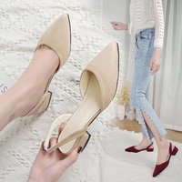 Sandales décontractées à talon bas en daim, à bout pointu et bride cheville, style slingback, pour femme – Nouvelle tendance mode été-automne