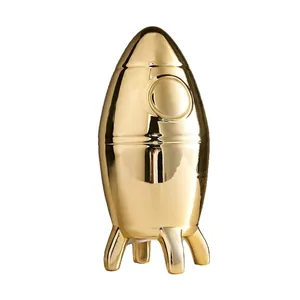 بنوك عملات معدنية من السيراميك بصاروخ ذهبي لطيف ، بنوك أموال مخصصة مضحكة مبتكرة للأطفال