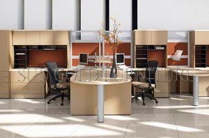 Bureau de direction en L avec étagère intégrée et meuble de rangement ouvert pour bureau de direction, <span class=keywords><strong>projet</strong></span> commercial, vente en gros - Product Image 6