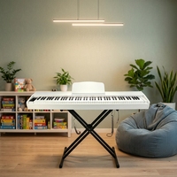 Portable Shell Digital Piano B130 PVC Wood Grain 5V Power Intro Ending Function for Music Training