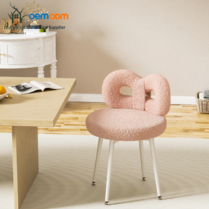 Silla de Peluche Rosa con Doble Anillo y Patas Blancas JIAMEIJIA - Venta al por Mayor OEM ODM - Product Image 1