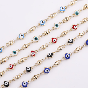 Fabricante Directo, Brazalete de Ojo del Demonio Chapado en Oro de 14K, Trébol Turco Esmaltado, Brazaletes Religiosos de Moda - Product Image 2