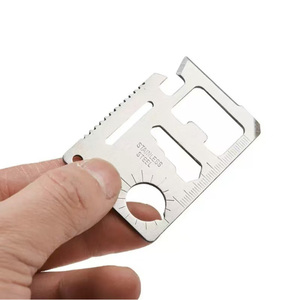 Carte multifonction 11 en 1 en acier inoxydable, outil de survie portable pour l'extérieur, ouvre-bouteille, règle, outil de poche EDC pour le camping - Product Image 1