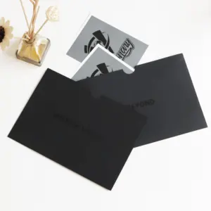 Custom black logo printing premier business envelope matte silk cotton art paper thank you card with envelope