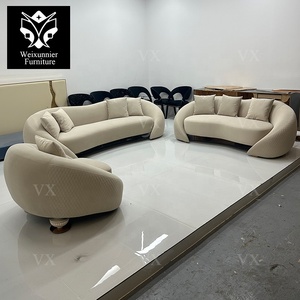 Sofá Curvo Moderno <span class=keywords><strong>de</strong></span> Lujo Directo <span class=keywords><strong>de</strong></span> Fábrica, Tapizado en Tela Beige, Estilo Europeo, Sofá Seccional, Sofá <span class=keywords><strong>de</strong></span> Dos Plazas para Villa - Product Image 6