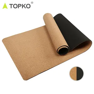 Китайский поставщик TOPKO экологически чистый 100% натуральный органический индивидуальный Premium pro 4 мм Противоскользящий пробковый и резиновый коврик для йоги 2021