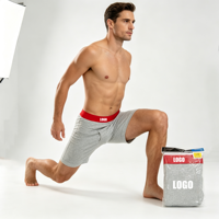 Boxers de sport pour hommes, sous-vêtements en coton extensible doux, ceinture élastique large, sous-vêtements personnalisés avec logo pour la course à pied et l'entraînement