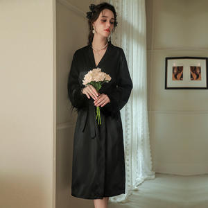 عبر الحدود الأوروبي الأمريكية مثير العروس ثوب الصباح المرأة ريشة ثوب نوم طويل الزفاف ماكياج وصيفه الشرف مجموعة كيمونو - Product Image 2
