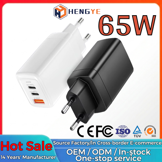 EU UK US AU Plug 3 Port PD 45W QC3.0 Type C Pad Usb-C Multiple Slim Fast Charging 65W GaN Slim Wall Charger