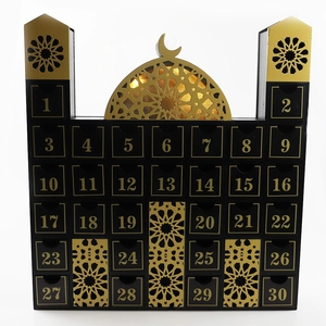 Calendrier de l'Aïd musulman en bois avec éclairage LED, armoire de compte à rebours, château du Ramadan, décoration islamique du Ramadan, idées de célébration du Ramadan - Product Image 6